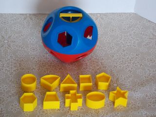 Vintage Tupperware Tupper Toys Shape O Ball Sorter Red Blue Complete