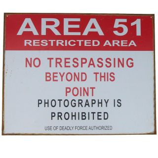 Tin Metal Sign - Us Area 51 Restricted No Trespassing - Vintage Bar/pub Wall Decor