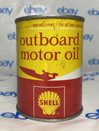 Vintage Shell Outboard Motor Oil Can 1/2 Pint