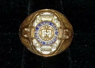 1944 Vintage Wwii Pearl Harbor Us Navy Yard C/o 10k Gold Ring 14.  7 Grams Read