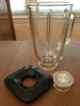 Vintage Osterizer 5 Cup Square Top Blender Pyrex Glass Handle J71 Jar & Lid Only
