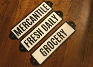 Vintage - Look Farmhouse Style Black And White Enameled Signs - 3 Designs