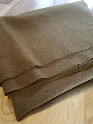 Vintage Wool Green Military Blanket 77 " X 61 "