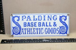 Spalding Baseball Athletic Goods Porcelain Dealer Metal Sign Sporting Goods Shop