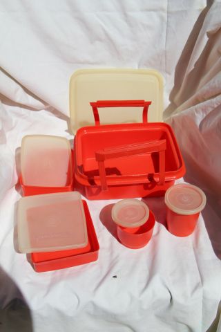 Tupperware Pack N’ Carry Lunch Box Container,  10 Piece Set Plus Handle