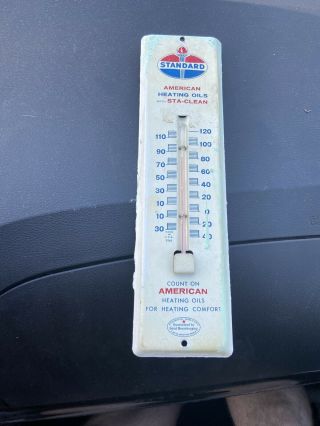 Vintage Metal Thermometer From Standard American Heating Oils