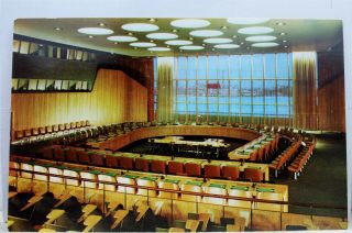 United Nations Un Headquarters Economic Social Council Chamber Postcard Old View