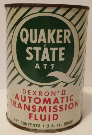 Vintage Quaker State Atf Automatic Transmission Fluid Can - Full Dexron Ii