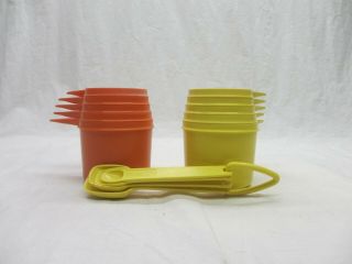 Vintage Tupperware Measuring Cups And Spoons Orange And Yellow