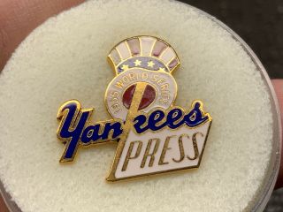 1955 York Yankees Top Hat Design World Series Media Press Pin.