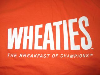 Wheaties " Breakfast Of Champions " Cereal (lg) T - Shirt Orange & White