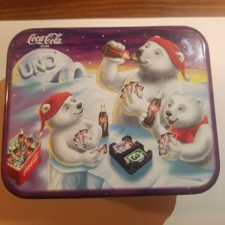 Coca Cola Polar Bears Uno Card Game 1998 Special Edition Tin