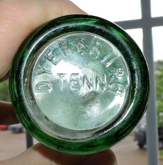 2718 Vintage 40s Green Glass Patd Hobbleskirt Coca Cola Soda Bottle Dyersburg Tn