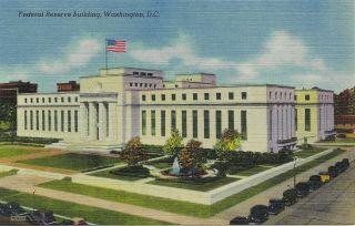Linen Postcard,  Old Cards And The Federal Reserve Building,  Washington,  Dc