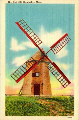 C38 - 9718,  Old Mill,  Nantucket,  Ma.  Postcard.