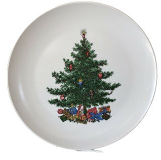 Htf Boontonware Melamine 9 7/8 Inches Dinner Plate Christmas Tree Pattern