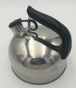 Vintage Revere Ware Copper Bottom Whistling Tea Kettle Pot 2