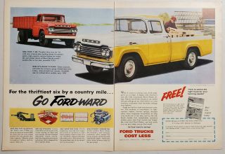 1959 Print Ad Ford - Ward Styleside Pickup Trucks & F - 600 Stake Truck Detroit,  Mi