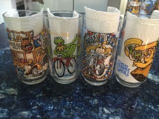 1981 The Muppets And The Great Caper Mcdonalds Glass Set Of 4