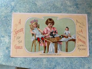 A Singer For The Girls Sewing Machine Trade Card Model 20