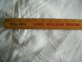 James Mulligan Printing Vintage 18 Inch Wooden Ruler St.  Louis MO Advertising 2