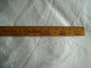 James Mulligan Printing Vintage 18 Inch Wooden Ruler St.  Louis MO Advertising 3