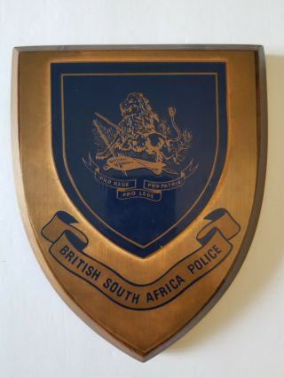 1970s Rhodesian Bsap British South Africa Police Copper Plaque