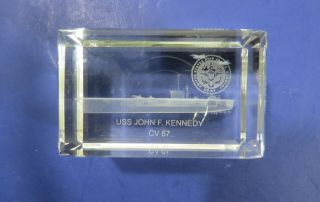 Uss John F.  Kennedy Aircraft Carrier Cv - 67 - Laser Etched 3d Paperweight