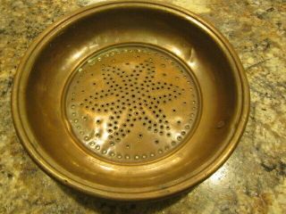 Antique Copper Strainer Or Hand Panning Tray