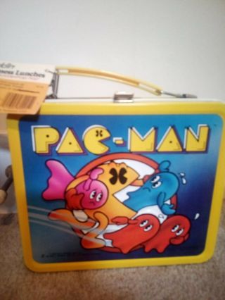 Vintage Pac - Man 1980 Metal Lunchbox With Thermos Rare