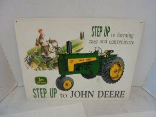 John Deere Metal Sign 16 " X 12 " Step Up To John Deere 730 Diesel Tractor