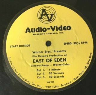 East Of Eden - James Dean - Warner Bros.  Radio Record - 12 - Inch Air Trailer 1955