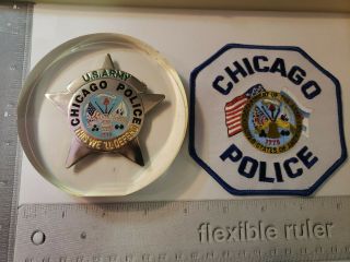 Star Lucite Paperweight Us Army Chicago Police Patch Custom Seal On Badge 1775