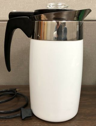 Vintage Corning Ware White Coffee Pot Percolator 10 Cup W/electric Cord P - 280 - Ep