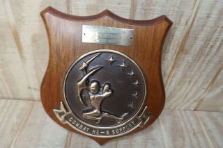 Vintage 1968 Combat Hc - 6 Support Brass Plaque On Wood Base Military Collectible