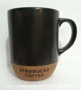 Starbucks Brown Black Ceramic Coffee Mug Cup Cork Bottom Ceramic 2009 18oz