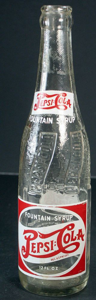 Very Pepsi Cola Double Dot Fountain Syrup B12 Oz Bottle