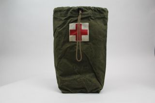 Us Military First Aid Kit Gun Crew Vintage Field Gear Canvas Green War Bag 15 "