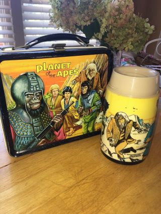 Planet Of The Apes,  1974 Vintage Metal Lunch Box With Thermos - No Lid