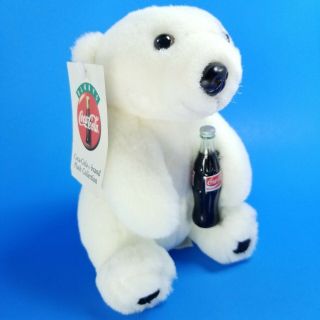 Vintage 1993 Coca - Cola Collectable Polar Bear With Coke Bottle 7 " Stuffed Plush