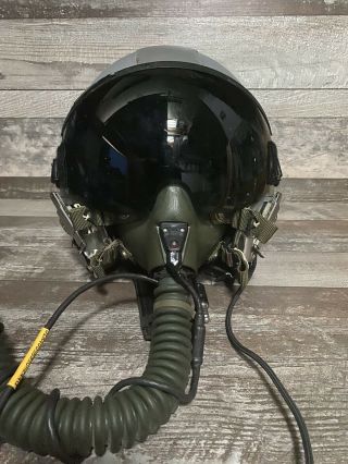 Gentex Hgu - 55/p Fighter Jet Helmet Sz M Earphones Microphone Oxygen Mask