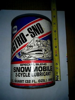 Vintage Spectro Sno Snowmobile 2 Cycle Lubricant Oil 32 Fl Oz Quart Can 1970s