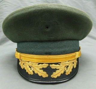 Us Army Officer Green Field Grade Service Cap Hat Size 7 1/8 Military Vintage