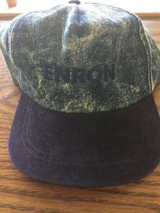 Vintage Enron Denim Hat - Cap - Trucker - Navy Blue - Snap Back - Embroidered