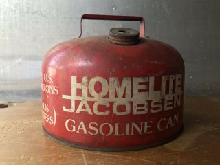 Vintage Homelite Jacobsen 2.  5 Gallon Metal Gas Can Chainsaw