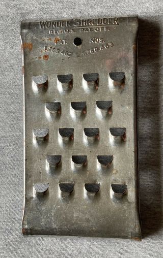 The Wonder Shredder Vintage Steel Metal Patented Cheese Grater – Made In The Usa