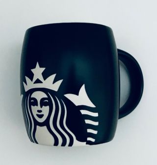 Starbucks 2011 Black Matte Siren Mermaid Logo Etched Barrel Mug,