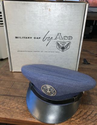 Vintage Us Air Force Flight Ace Uniform Service Cap Hat 7 1/8 Military Dress
