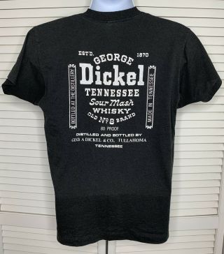 George Dickel Tennessee Whisky Vintage T - Shirt Single Stitch Large Black 2 - Sided