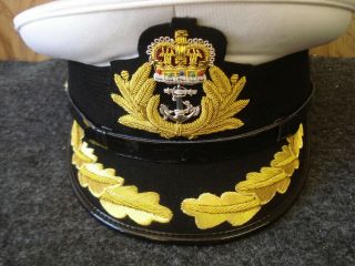 Royal Navy Officer Hat,  Naval Captain Peak Cap,  R N Commanders Cap Bullion Badge